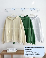 Áo Khoác Số 310-D 353 Hoodie Zip Trơn Tay Phồng