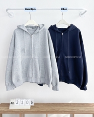Áo Khoác Số 310-D 353 Hoodie Zip Trơn Tay Phồng