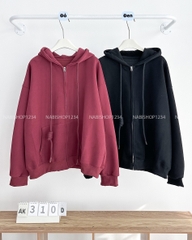 Áo Khoác Số 310-D 353 Hoodie Zip Trơn Tay Phồng