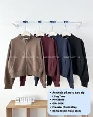 Áo Khoác Số 316-D 3760 Zip Lửng Trơn
