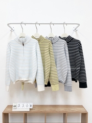 Áo Khoác Số 330-D Cổ Trụ Sọc Ngang