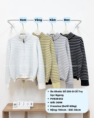Áo Khoác Số 330-D Cổ Trụ Sọc Ngang