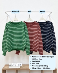 Áo Khoác Số 334-D Cardigan Kẻ Khuy Hoa