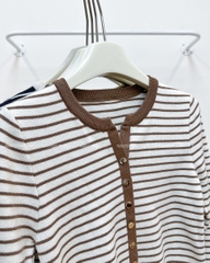 Áo Khoác Số 339-A Cardigan Kẻ Khuy Vàng