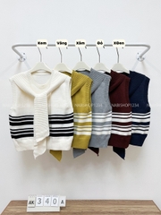 Áo Khoác Số 340-A Gile Kẻ Liền Khăn