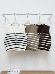 Áo Khoác Số 341-A Gile Kẻ Cổ V