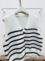 Áo Khoác Số 341-A Gile Kẻ Cổ V