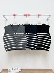 Áo Khoác Số 341-A Gile Kẻ Cổ V