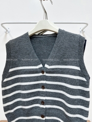 Áo Khoác Số 341-A Gile Kẻ Cổ V