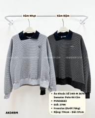 Áo Khoác Số 349-M 3676 Sweater Polo Kẻ Cún