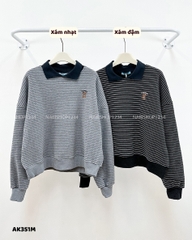 Áo Khoác Số 351-M 6765 Sweater Polo Kẻ Gấu