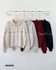 Áo Khoác Số 354-D Cardigan Cổ Bẻ Thêu Hoa