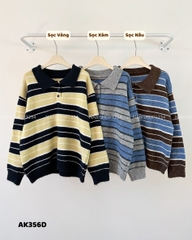 (G30K) Áo Khoác Số 356-D Sweater Polo Len Kẻ