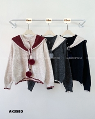 (G30K) Áo Khoác Số 358-D Cardigan Nút Tim + Khăn Choàng