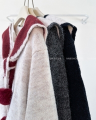 (G30K) Áo Khoác Số 358-D Cardigan Nút Tim + Khăn Choàng