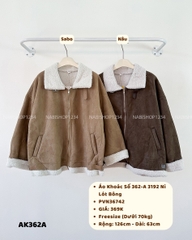 (G30K) Áo Khoác Số 362-A 3192 Nỉ Lót Bông