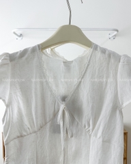 Áo Kiểu Số 310-B 5827 Tay Hến Cổ V Ren