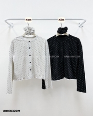 Áo Kiểu Số 320-M 3310 Chấm Bi Lai Bèo+Scrunchies