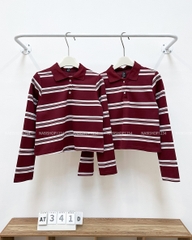 Áo Thun Số 341-D Polo Lửng Kẻ Ngang
