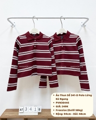 Áo Thun Số 341-D Polo Lửng Kẻ Ngang