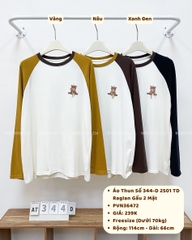 Áo Thun Số 344-D 2501 TD Raglan Gấu 2 Mặt