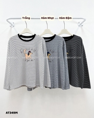 Áo Thun Số 349-M TD Cún Kẻ Ngang