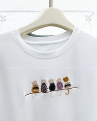 Áo Thun Số 369-B 9546 TN Thêu Mèo