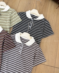 Áo Thun Số 400-D 1829 TN Polo Ren Kẻ