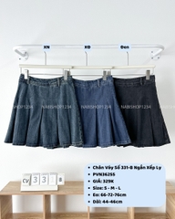 Chân Váy Số 331-B 9199 Ngắn Jean Xếp Ly