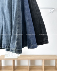 Chân Váy Số 331-B 9199 Ngắn Jean Xếp Ly