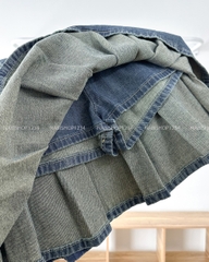 Chân Váy Số 331-B 9199 Ngắn Jean Xếp Ly