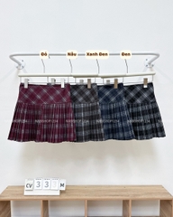 Chân Váy Số 333-M 6622 Ngắn Dạ Xếp Ly Caro