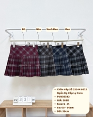 Chân Váy Số 333-M 6622 Ngắn Dạ Xếp Ly Caro
