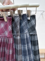 Chân Váy Số 333-M 6622 Ngắn Dạ Xếp Ly Caro