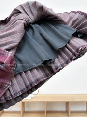 Chân Váy Số 333-M 6622 Ngắn Dạ Xếp Ly Caro