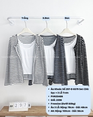 Áo Khoác Số 297-D 6579 Set CDG Sọc + 3 Lỗ Trơn