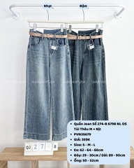 Quần Jean Số 274-B 6798 NL OS Túi Thêu M+Nịt