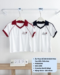 Áo Thun Số 259-B 8224 Polo Tay Viền Thêu Hoa