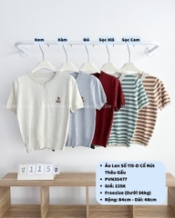 Áo Len Số 115-D Cổ Nút Thêu Gấu