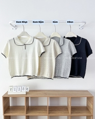 Áo Len Số 118-C Polo Hoạ Tiết Nổi Kẻ Ngang