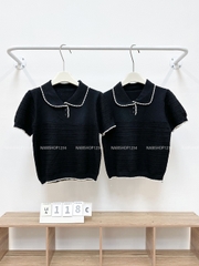 Áo Len Số 118-C Polo Hoạ Tiết Nổi Kẻ Ngang