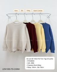 (G30K) Áo Len Số 135-D TD Trơn Tag Cổ Lai Bo