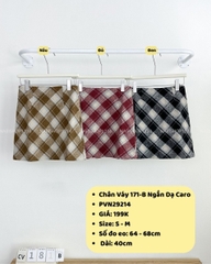 (S50%) Chân Váy Số 181-B Ngắn Dạ Caro