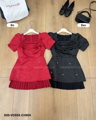 S50 Váy Số 55- X Xếp Ngực Đính Nơ 68/75