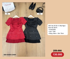S50 Váy Số 55- X Xếp Ngực Đính Nơ 68/75