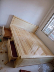 GIƯỜNG NGỦ GỖ SỒI NGĂN KÉO 1m8x2m