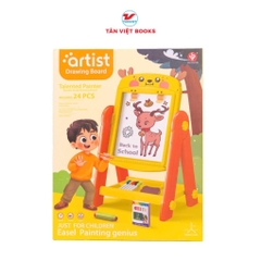 Bảng vẽ nam châm 2 mặt cho bé (24 chi tiết) - Tặng kèm phấn, bút, bảng sticker chữ số nam châm - Tân Việt 320k