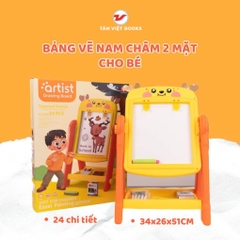 Bảng vẽ nam châm 2 mặt cho bé (24 chi tiết) - Tặng kèm phấn, bút, bảng sticker chữ số nam châm - Tân Việt 320k