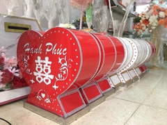 Thùng phong bì trái tim trắng Alu đơn có đế