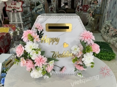 Thùng phong bì lục lăng hoa hồng trắng